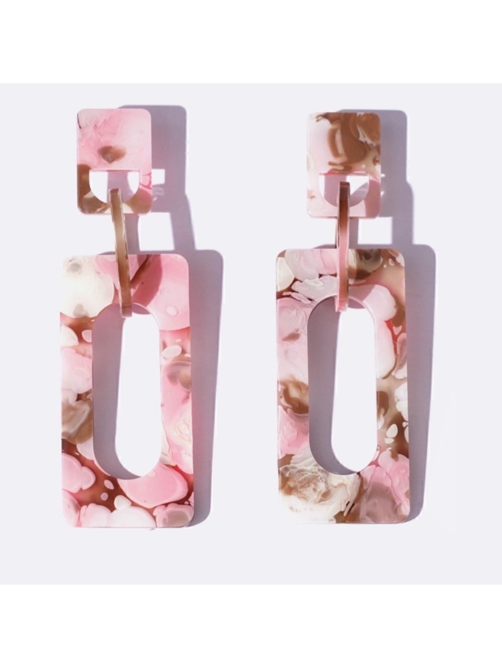 Pink Marble Resin Drop Earrings A18